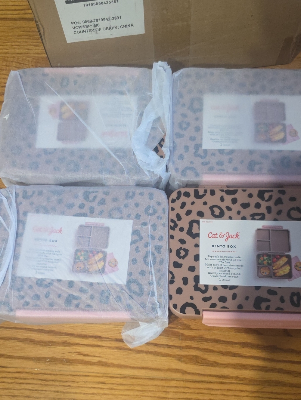4 Cat & Jack Leopard Print Bento Box - Blush Pink and Black